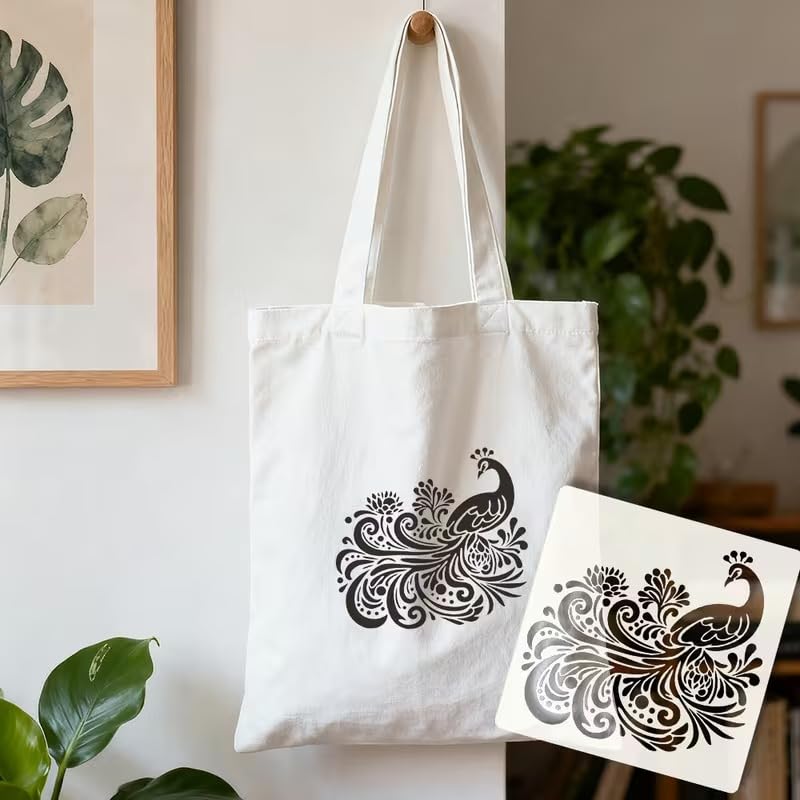 Peacock Painting Stencil | Reusable Plastic Craft Stencil | Decorative Peacock Template