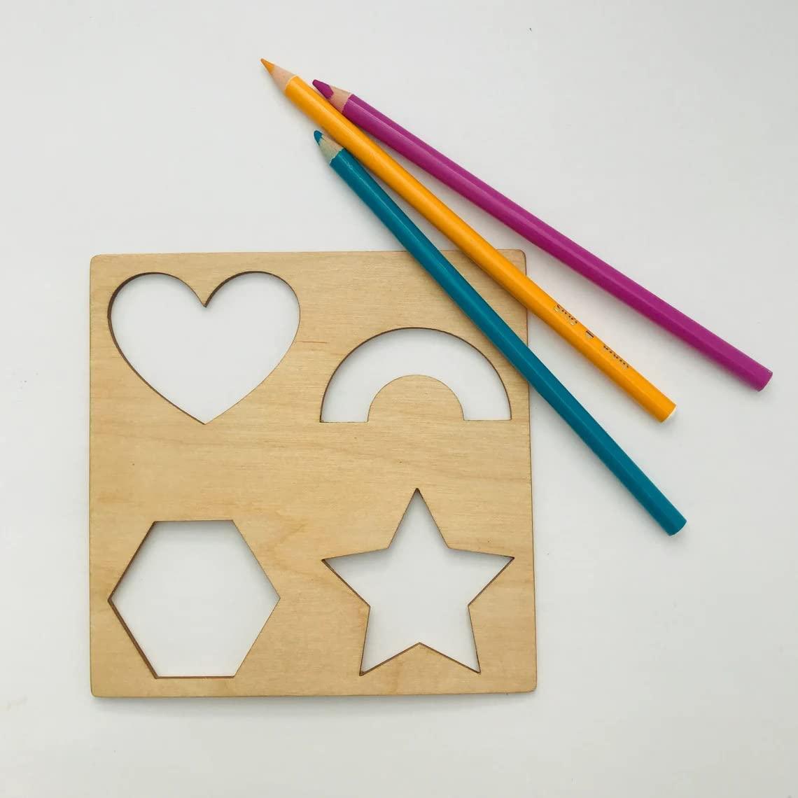 Haoser Wooden Montessori Stencils Set for Kids 3 Years or 2 or 4Years Old,Montessori Pre-Writing Material (Size 5X5 in) - Haoser