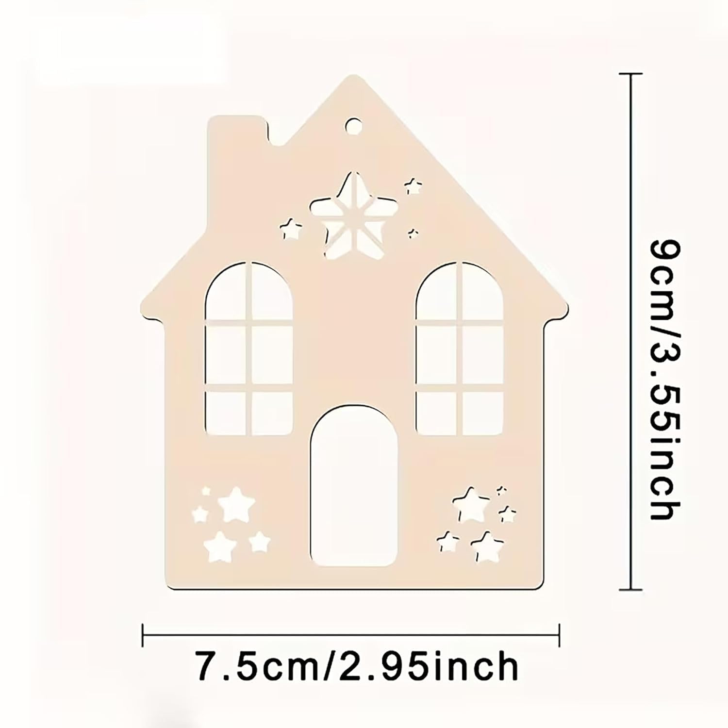 12 Pcs House Shape MDF Wooden Cutouts for DIY Art & Craft | Hanging Base | Mini Wooden Craft Shapes