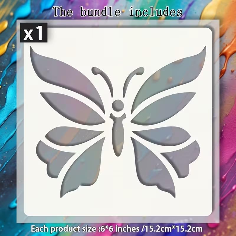 Reusable Butterfly Stencil | Plastic Painting Template | Intricate Honey Gathering Butterfly Design for Wall Painting