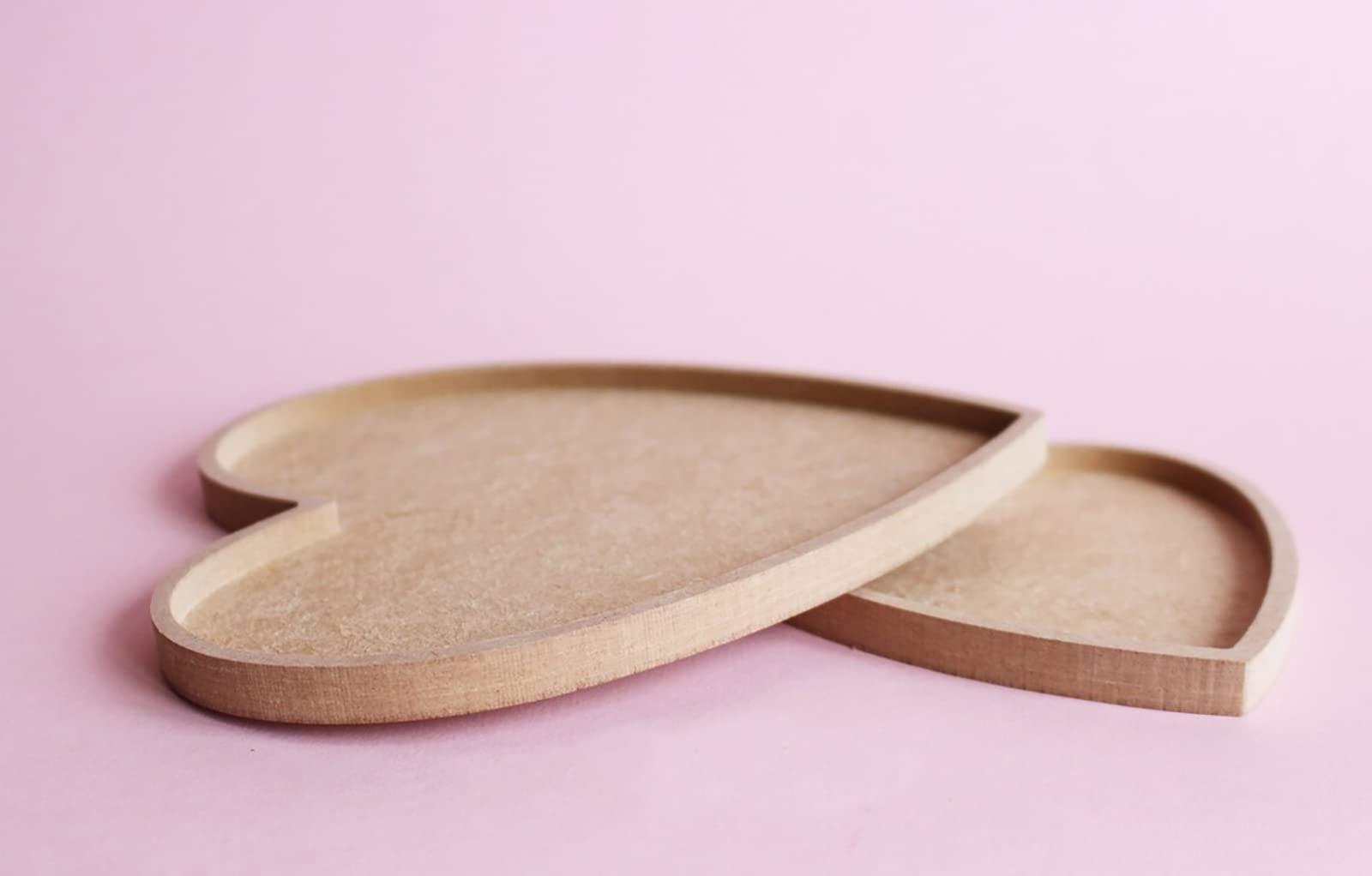 Haoser Wood Heart Combo Cutouts, Natural Unfinished Wooden Heart Cutout Shape for DIY Craft Projects, Decorative Design (Big Heart- 16cm, Small Heart- 10.5cm) - Haoser