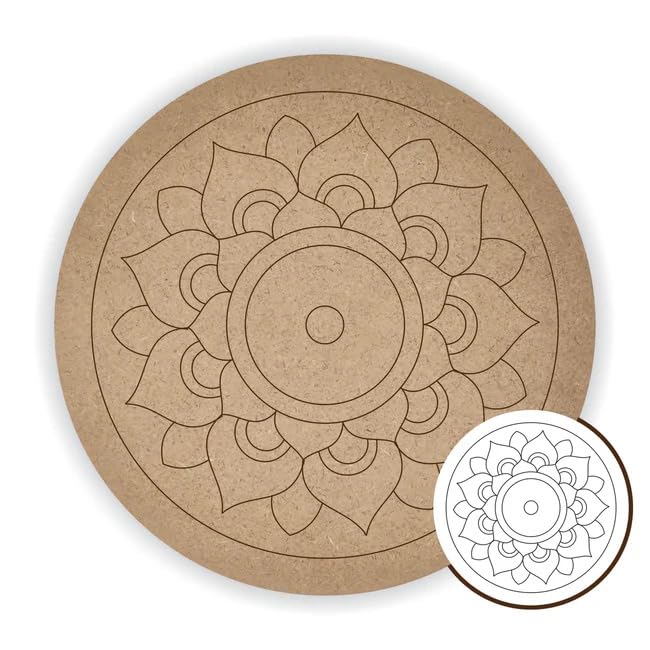 Wooden MDF Round Mandala Board – Pack of 2 Pre-Marked 10 Inch Circles for Mandala Art & Dot Painting