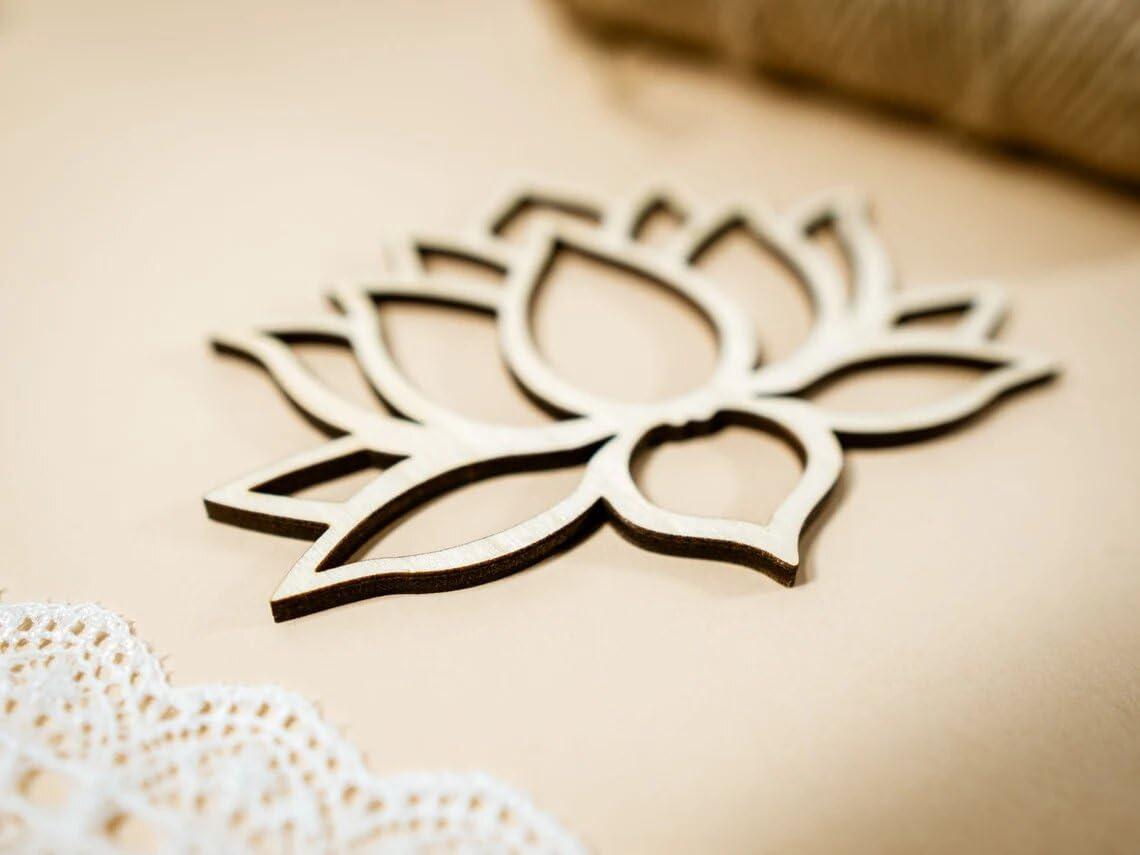 Haoser 10 Pcs 4 inch Lotus MDF Cutout for Art and Craft | DIY Decorative Lotus Flower Shape | Perfect for Crafting and Painting Projects|Diwali decortaion Craft - Haoser