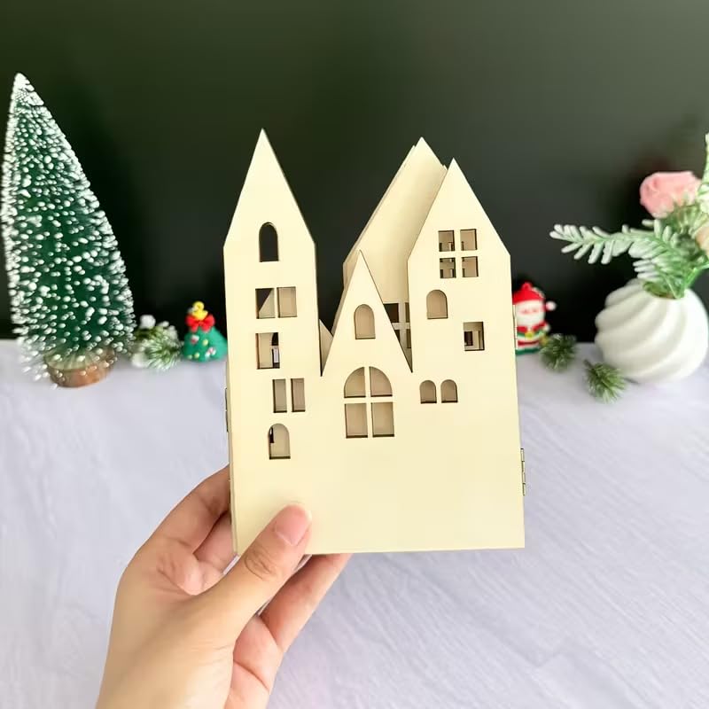 4 Pcs DIY Foldable Fairy Tale Town Building Set – European Village Christmas