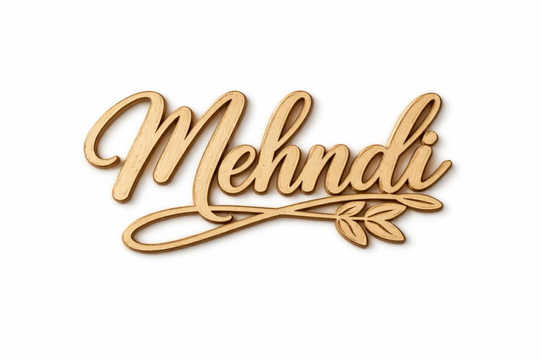 Mehndi Ceremony Wooden Round Board 14 Inch | Wedding Mehndi Decoration Sign Board