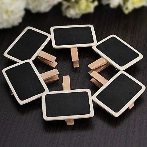Haoser 12 Mini Retangle Chalkboard Blackboard with Wooden Clip Message Board Signs and Labels Clips|Mini Chalkboard Signs for Food, Memo, Note Taking, Label Signs, Party - 2.7X2 in - Haoser