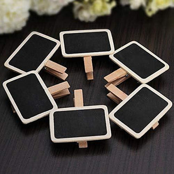 Haoser 12 Mini Retangle Chalkboard Blackboard with Wooden Clip Message Board Signs and Labels Clips|Mini Chalkboard Signs for Food, Memo, Note Taking, Label Signs, Party - 2.7X2 in - Haoser