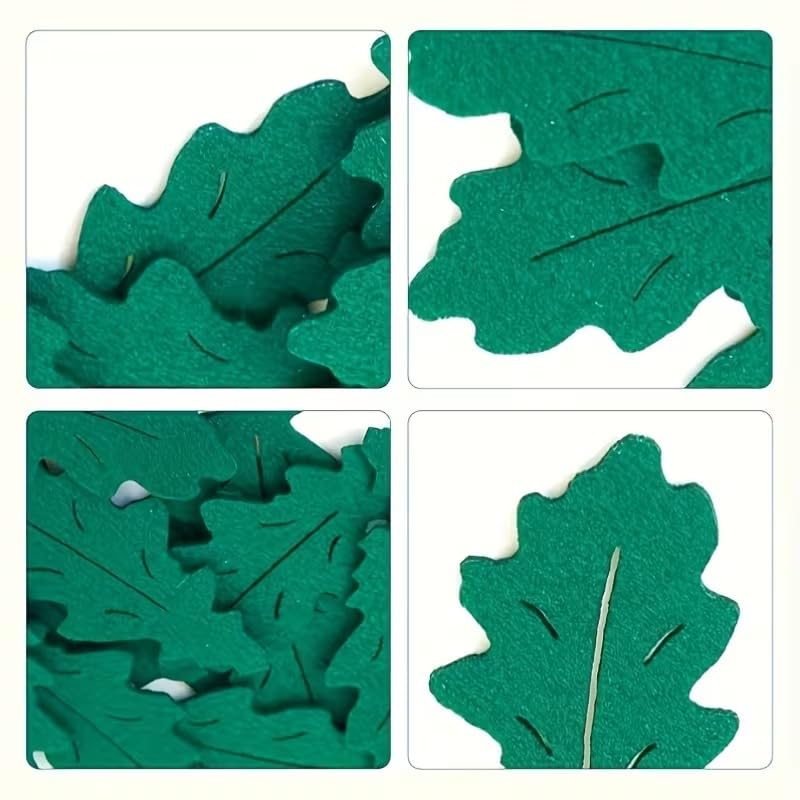 Green Felt Leaves for Scrapbooking & Crafts | Artificial Faux Leaves