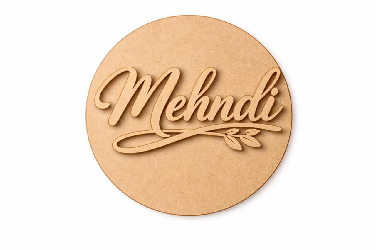 Mehndi Ceremony Wooden Round Board 14 Inch | Wedding Mehndi Decoration Sign Board