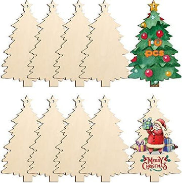 Curious Button 5 Pieces Unfinished Wooden Christmas Tree Style Hanging Ornament for DIY Home Decoration, MDF Cutouts, Perfect Wooden Cutouts for Home Decor, Charming Wooden Hanging Ornaments (7x4.3IN) - Haoser