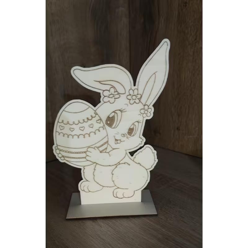 3 Pcs DIY Easter Craft Kit – Paint Your Own Rabbit & Egg Wooden Tabletop Signs