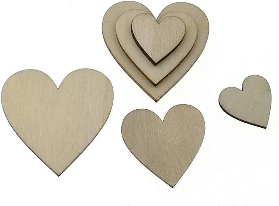 Haoser 100Pcs 1" Wooden Hearts for Crafts, Small Wood Hearts Cutout Slices, DIY Unfinished Wooden Ornaments Embellishments, Heart Sign Tag for Wedding Guest Book Decoration-(20mm,30mm,40mm). - Haoser