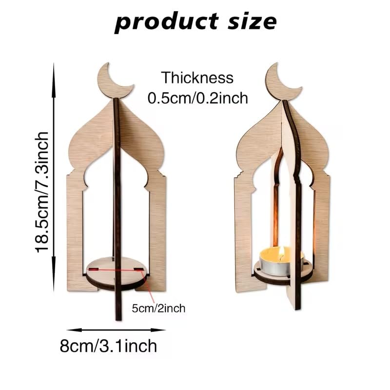 Wooden Ramadan Candle Holder Lantern for Home Decor | Unfinished Decorative Tabletop