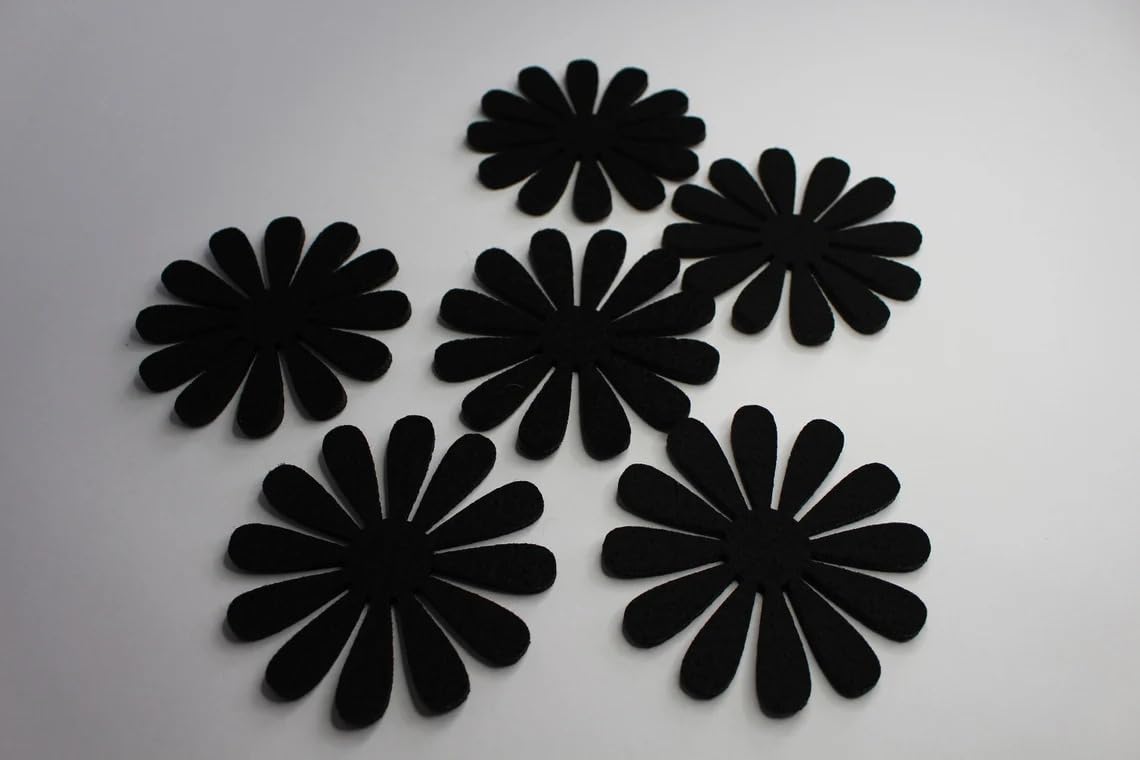 Set of 12 Housewarming Gift Felt Coasters Daisy Shape | 4x4 Inch Felt Coasters for Home Decoration, Table Protection & Furniture Surface Safety