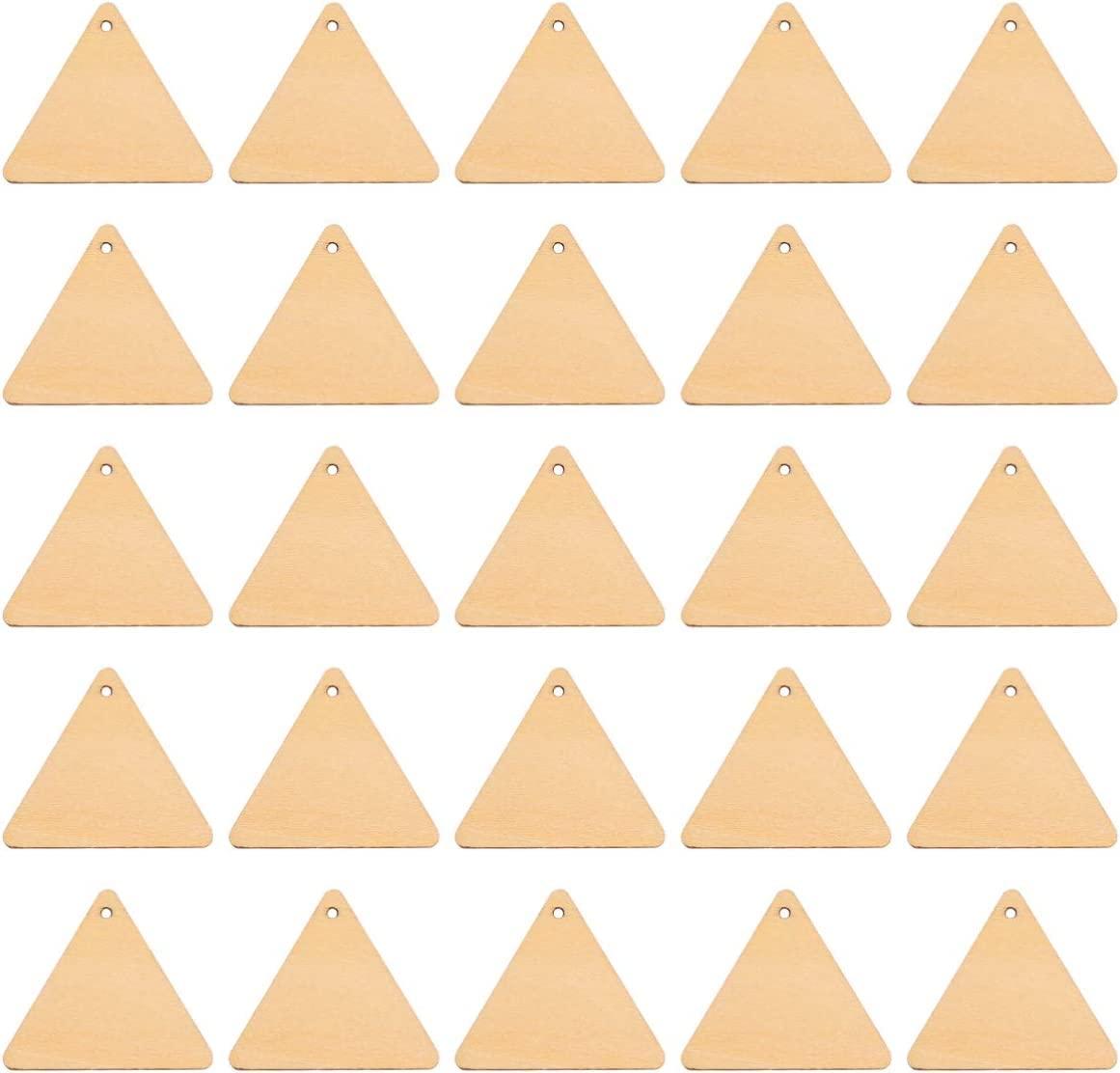 Haoser 20 Pieces 3 Inches Wooden Cutouts for Crafts Triangle Wood Cutout Unfinished Painting Wooden Pieces Slices with Hole Pendant Ornaments - Haoser