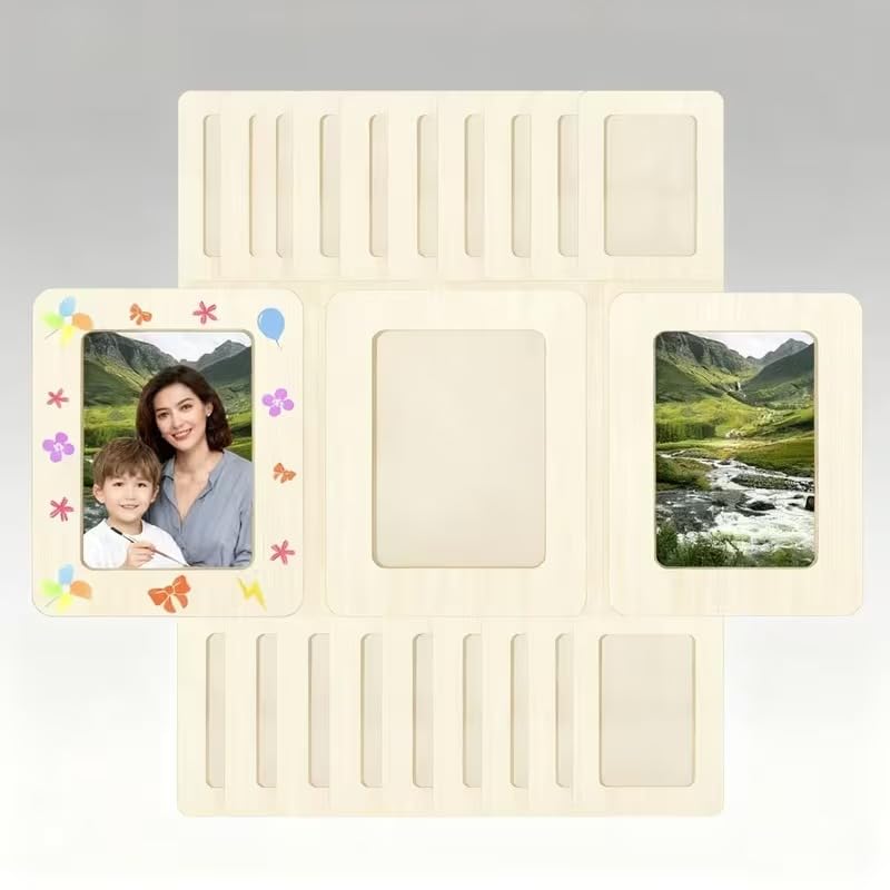 10 Pcs Hand-Painted Wooden Photo Frame Set – DIY Blank Picture Frames