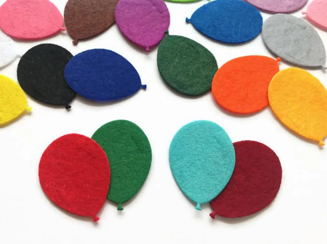 Pack of 20 Felt Balloon Cutouts – Mini Balloons for Sewing Crafts
