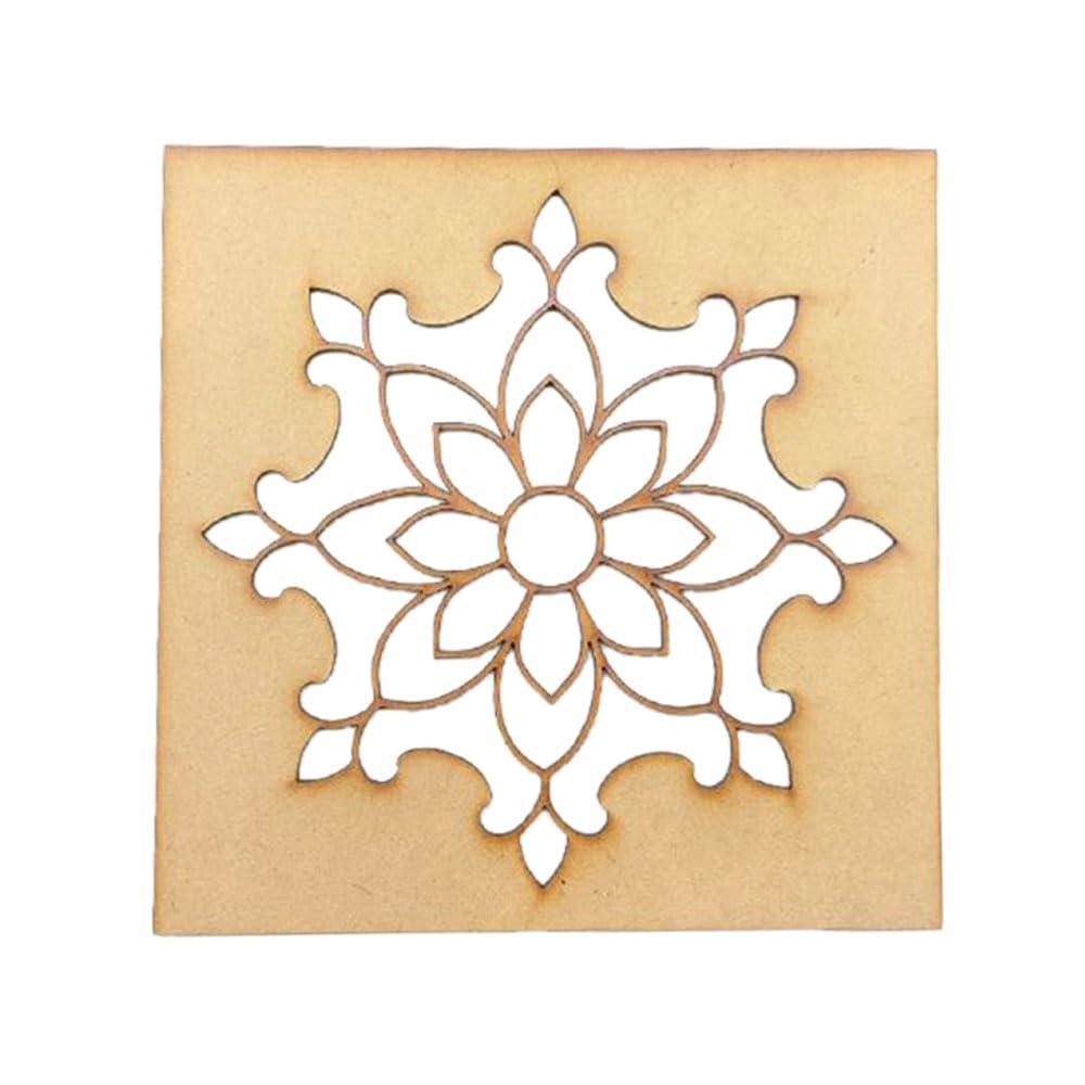 Haoser Wooden Rangoli Stencils Set for Diwali Decoration | Home Decoration (4 pcs, 8x8 inches) - Haoser