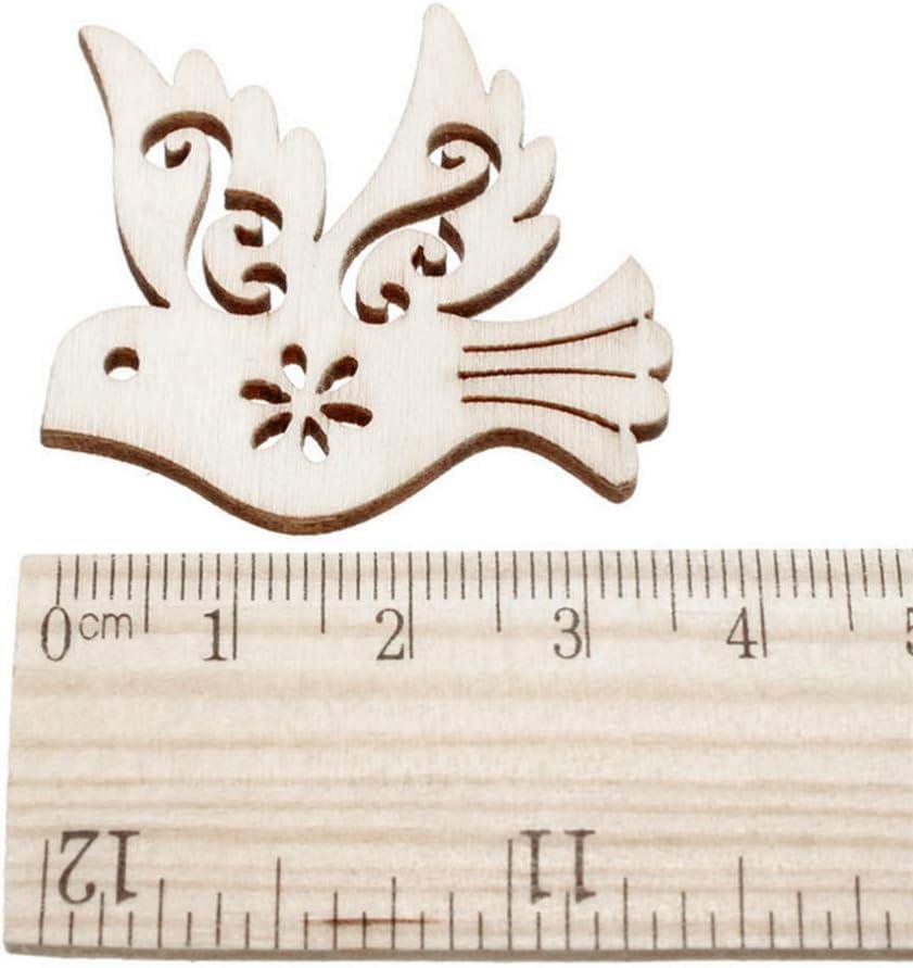 ?Haoser 20 Piececs Bird Wood DIY Crafts Cutouts Wooden Dove Shaped Hanging Ornaments,Birds Cutouts Decoration - Haoser