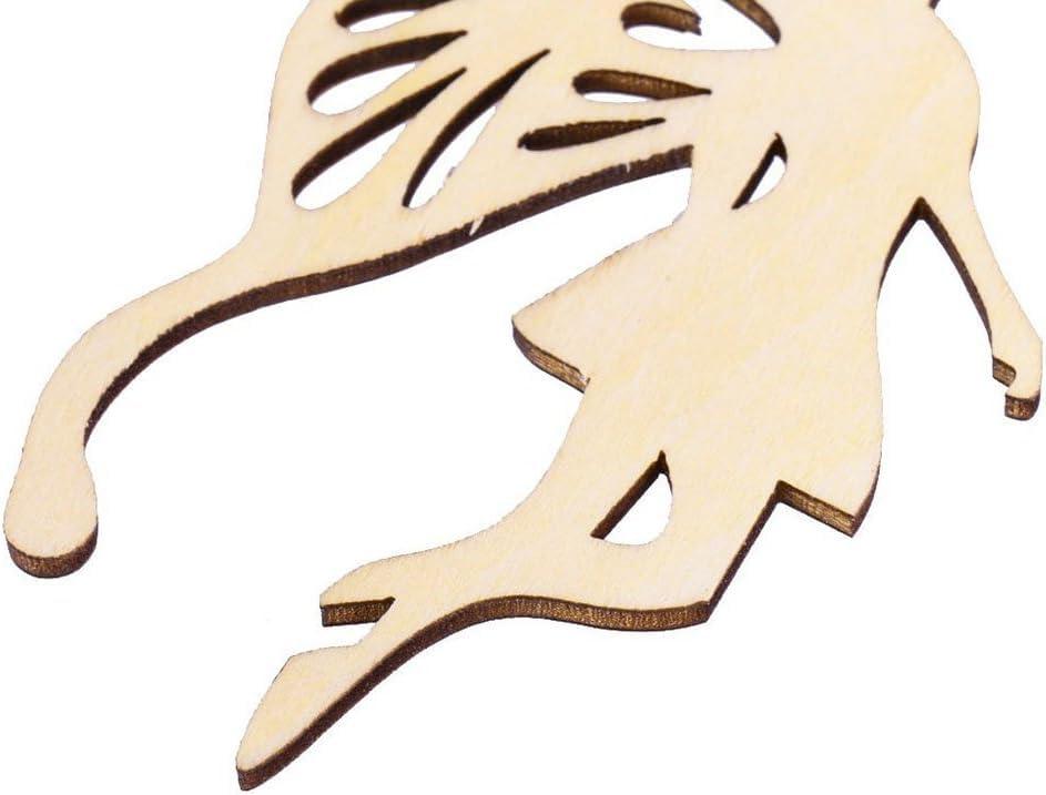 Haoser Wood Fairy Angel's Wings Shape Ornament Embellishment Tag with String Hanger,Pack of 10 - Haoser