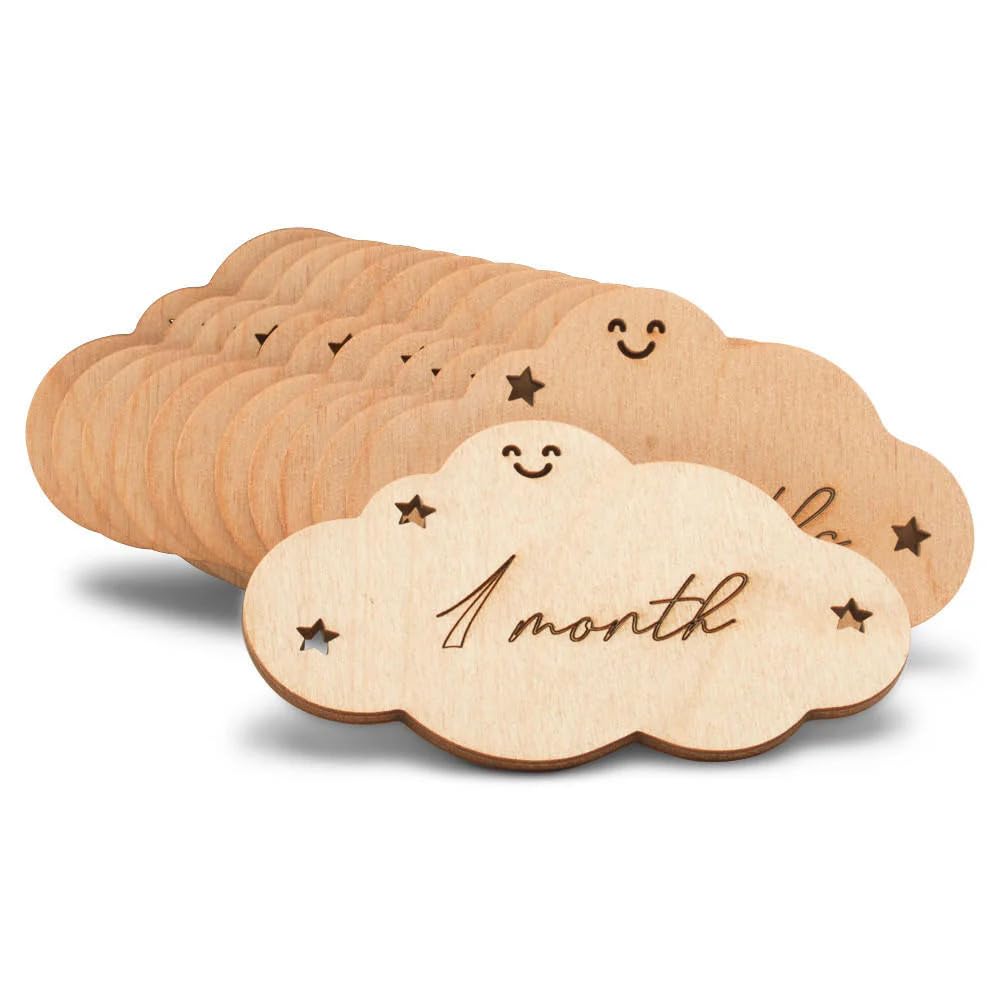 Set of 12 Wooden Baby Milestone Clouds – MDF Milestone Markers