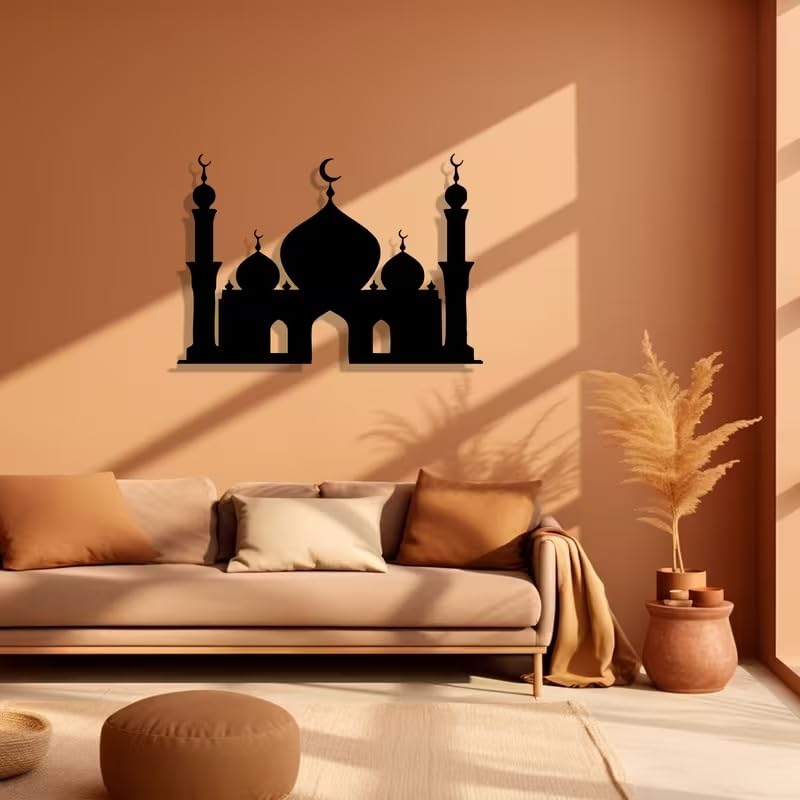 Mosque Silhouette Acrylic Wall Art | Islamic Wall Decor for Home & Garden | Rust-Free Acrylic Mosque Mural | Ideal Gift for Eid Al-Fitr & Eid Al-Adha