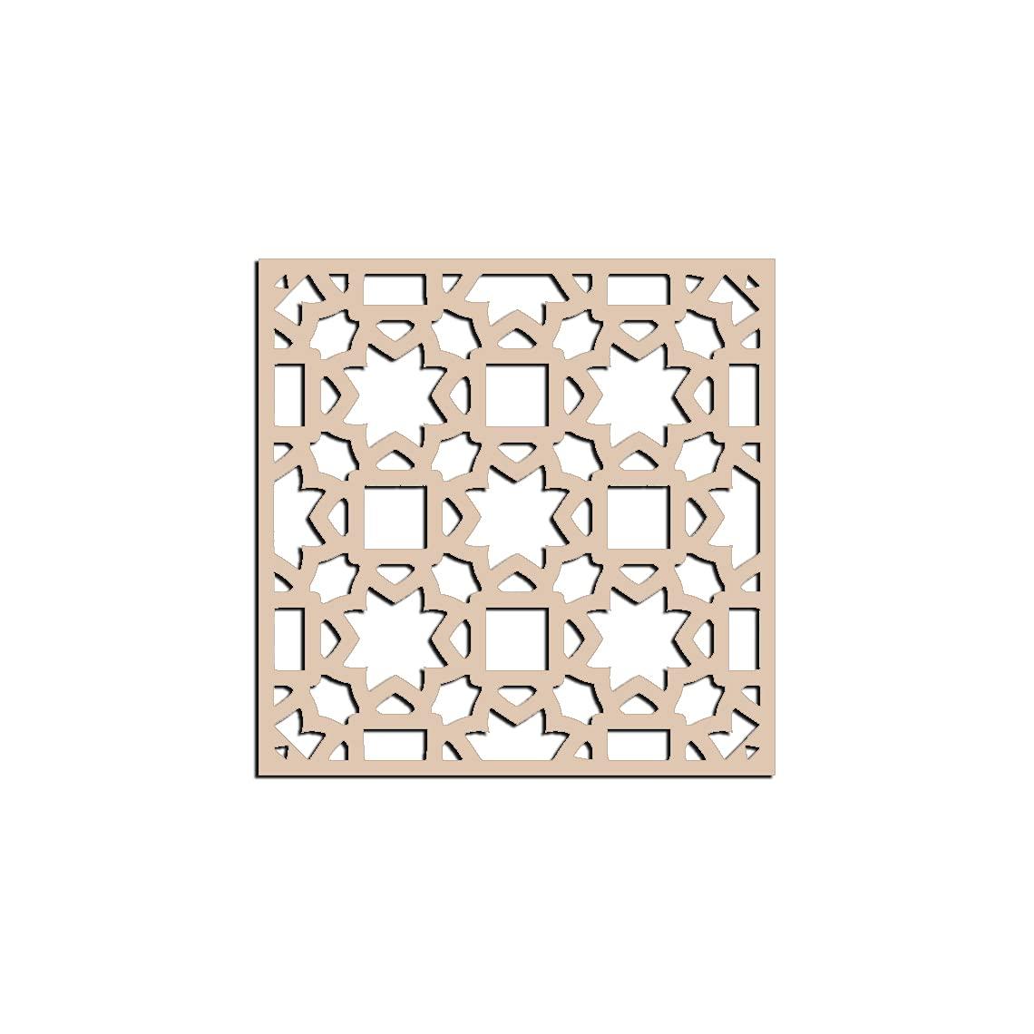 Haoser Wall Hanging Wooden Carved Panel for Room Partition, Cabinet Doors, Windows (Square Panel-4) - Haoser