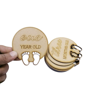 Haoser Haoser Milestone Cards for New Born Baby, Wooden Monthly Baby Milestone Markers, Wooden Milestone Discs, Set of 13 Baby by The Month Milestones for The Photos, Baby Photoshoot Props - Haoser