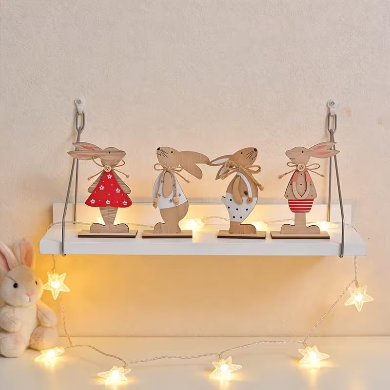 4 Pcs Wooden Easter Rabbit Table Centerpieces – Bunny Spring Decoration for Table