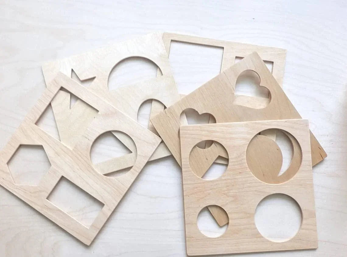 Haoser Wood Shapes Stencils. Montessori Pre-Writing Material. Pre-Writing Material for Preschoolers - Haoser