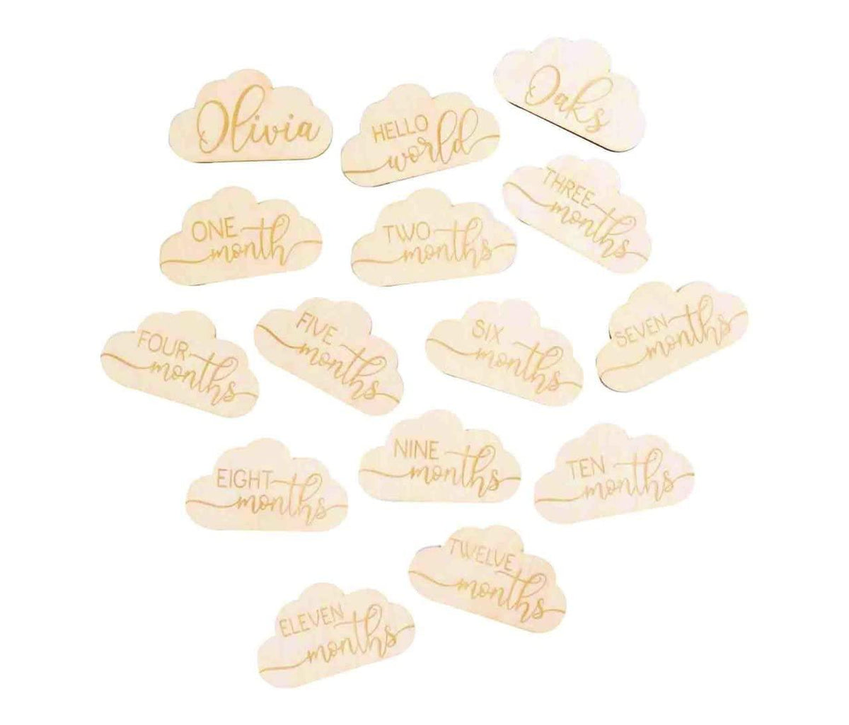 Haoser Baby Monthly Milestone Cards, Cloud Wooden Baby Milestone Cards, Baby Announcement, Baby Shower Gift, Gender Neutral Gifts, Milestone Markers, Photo Prop - Haoser