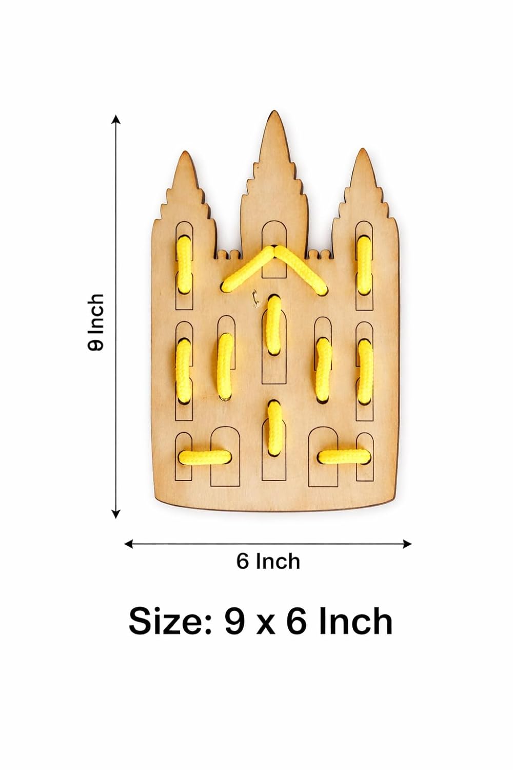 Wooden Temple Lacing Toy for Kids | Montessori Threading Board with Colorful Laces