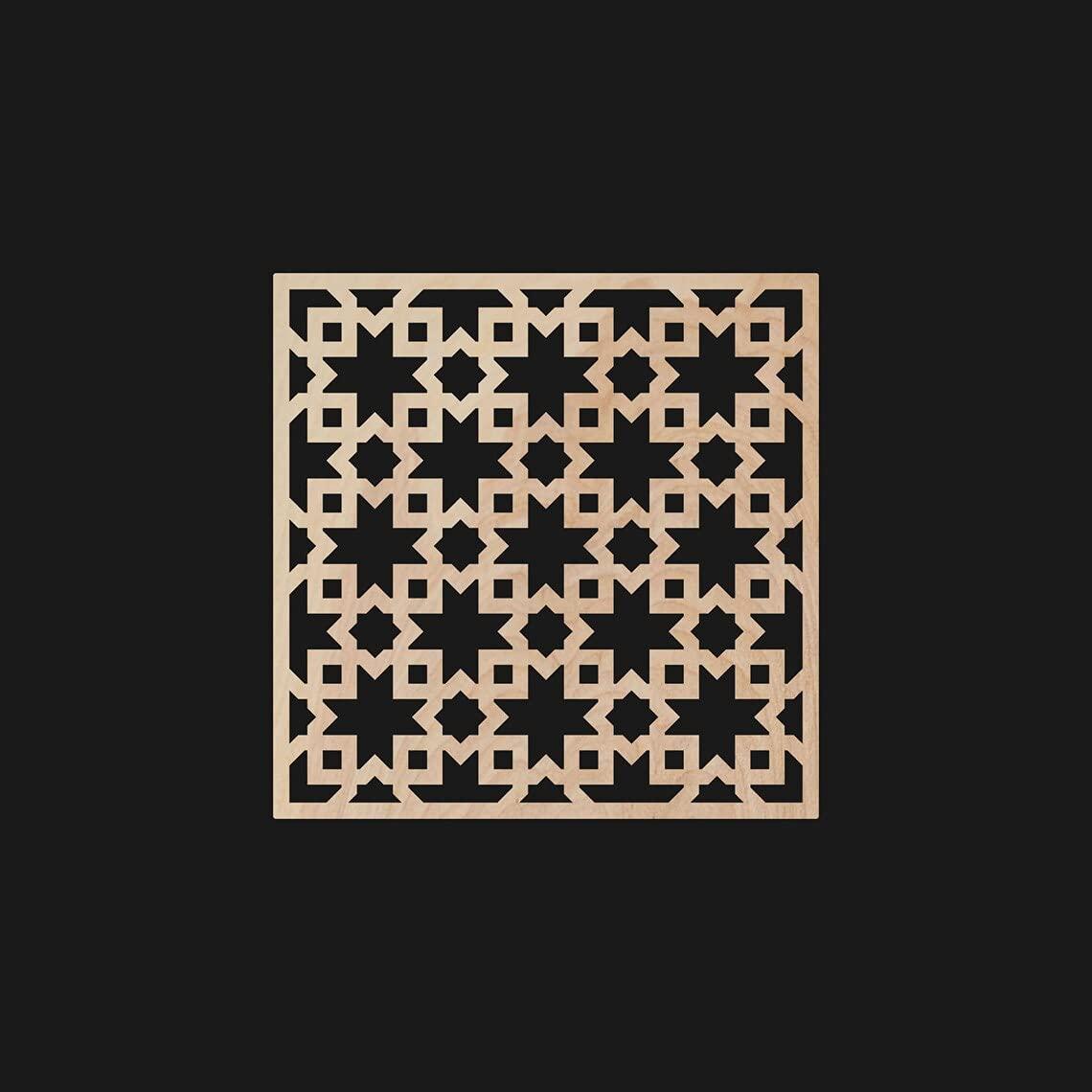 Haoser Wall Hanging Wooden Carved Panel for Room Partition, Cabinet Doors, Windows (Square Panel-2) - Haoser