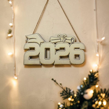 Class of 2026 Graduation Wooden Sign | 2-Layer Unfinished Wood Hanging Decor