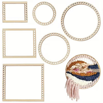 6 Pcs DIY Wooden Weaving Loom Craft Kit – Pine MDF Mini Loom Frames