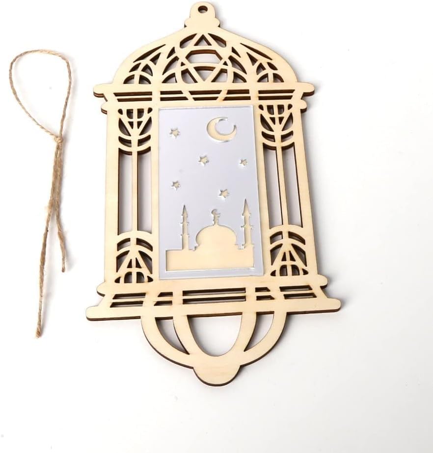Ramadan Kareem Wooden Hanging Ornaments – Hollow Moon & Star