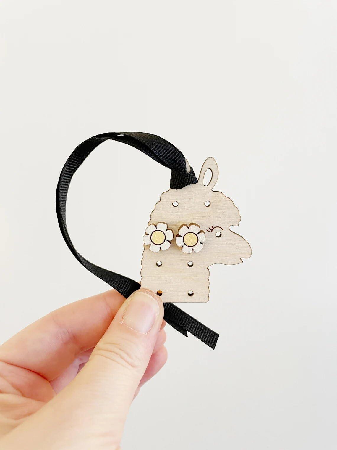Haoser girls Travel Earring Holders Personalized Wood Stud Earring Holder Unicorn Llama Butterfly Rainbow Bunny,(Jewelry Organizer This must be a wonderful gift choice for any girl - Haoser