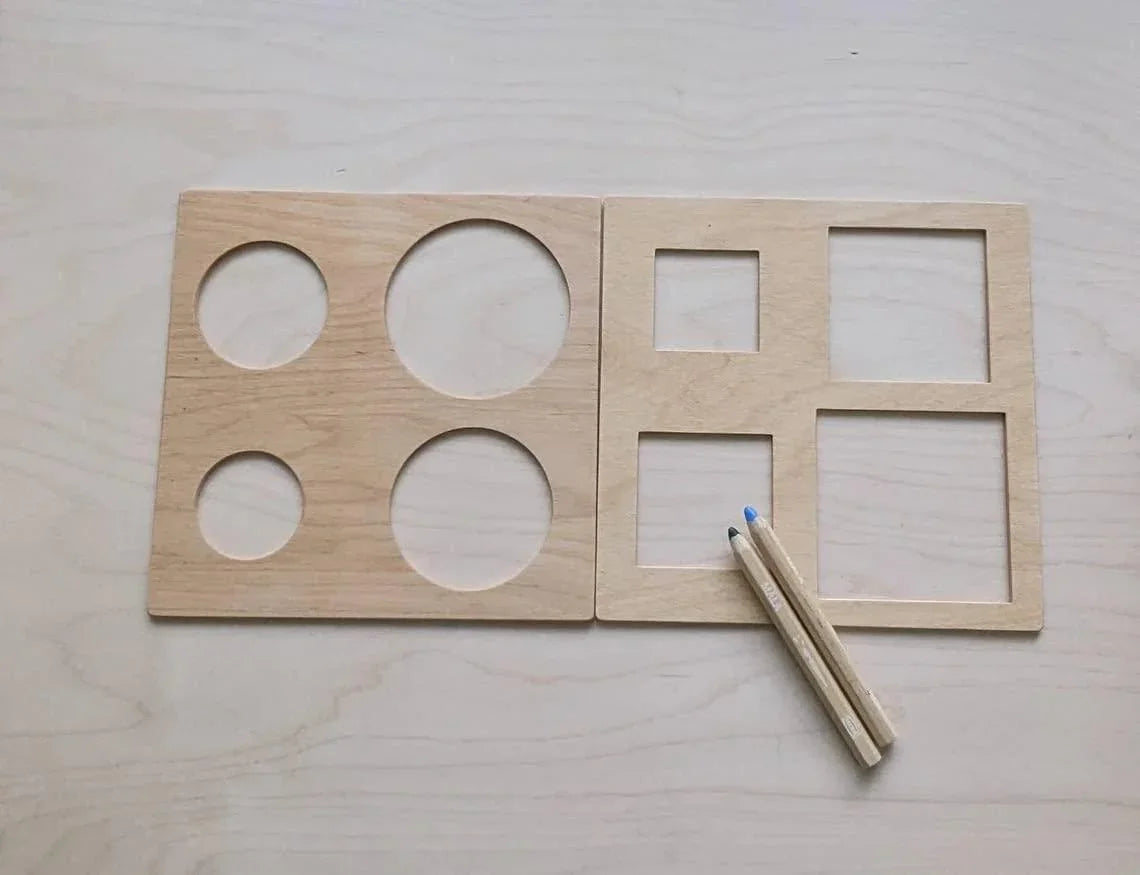Haoser Wood Shapes Stencils. Montessori Pre-Writing Material. Pre-Writing Material for Preschoolers - Haoser