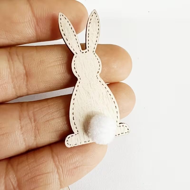10 Pcs Wooden Rabbit Decorations for Easter | Unfinished Bunny Wood Cutouts for DIY Painting