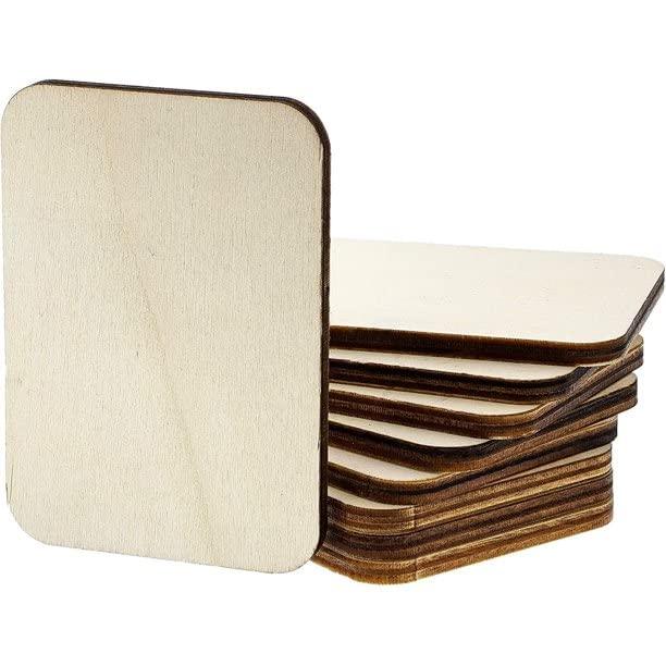 Haoser 40 Pack Unfinished Wood Rectangle Shape, Wooden Cutouts for Crafts Sign, Wall Decor, Ornaments, 3.5"x2.5" - Haoser