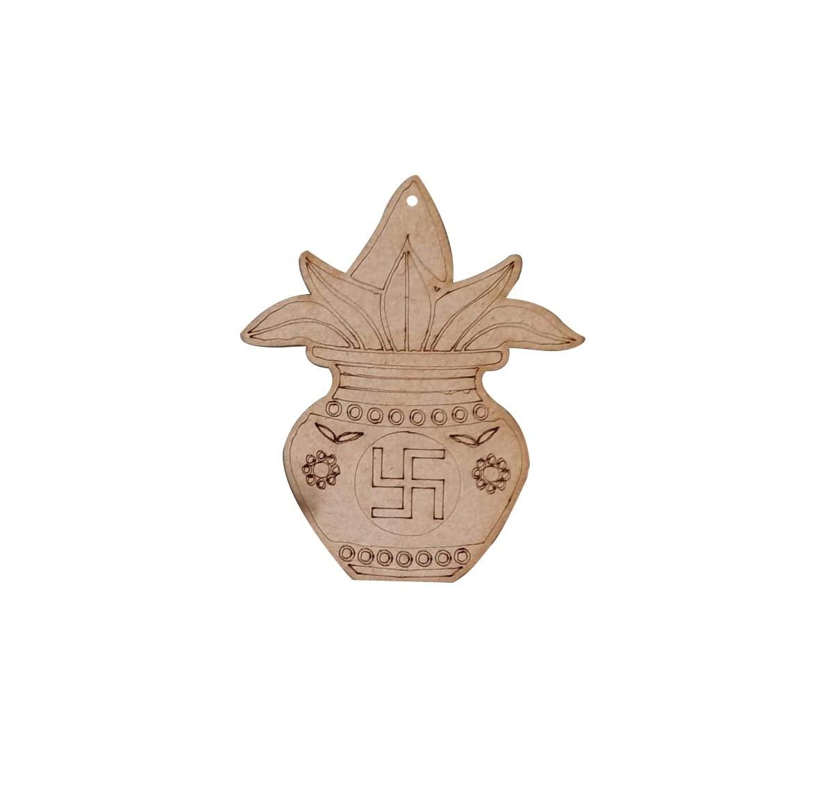 Haoser 3.5 inch Pre-Marked Kalash MDF Cutout for Art and Craft | DIY Decorative Kalash Shape | Perfect for Crafting and Painting Projects|Art Work Hanging Ornaments Decoration for Puja Function - Haoser