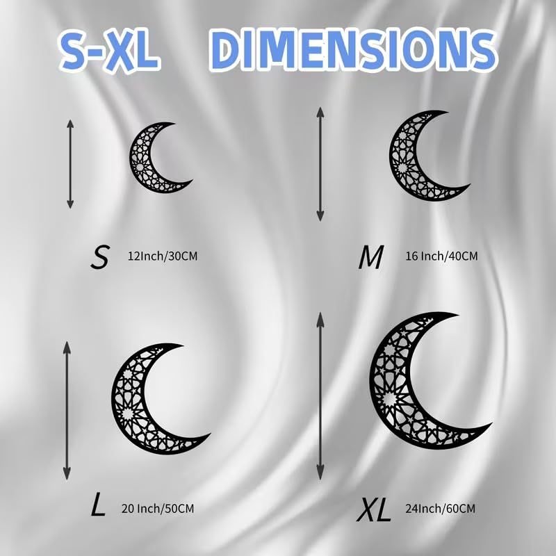 Islamic Crescent & Star Wooden Wall Art | Arabic Calligraphy MDF Decor | Pine MDF Ramadan & Eid Mubarak Islamic Wall Hanging