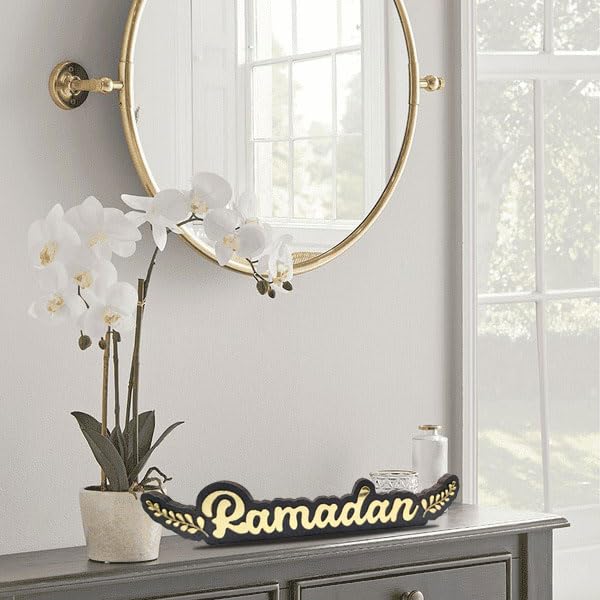 Haoser Wooden acrylic ramadan table decor Ramadan Kareem Islamic Table Decor Ramadan Gifts Ramadan Decoration item Islamic Home Decor,eid decoration items,Ramadan Kareem Tabletop Centerpiece-12 in