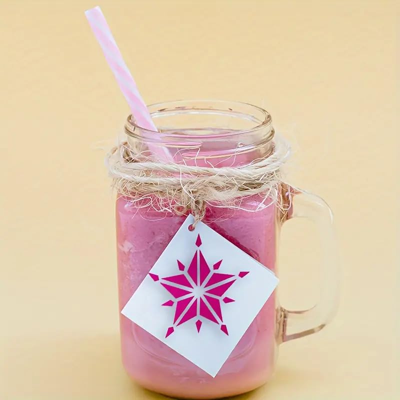 16 PCS Reusable Mixed Patterns Stencil Set – 2.95" x 2.95" PET Plastic Painting Templates for Wall, Scrapbooking, Canvas, Furniture, Rock, and DIY Crafts