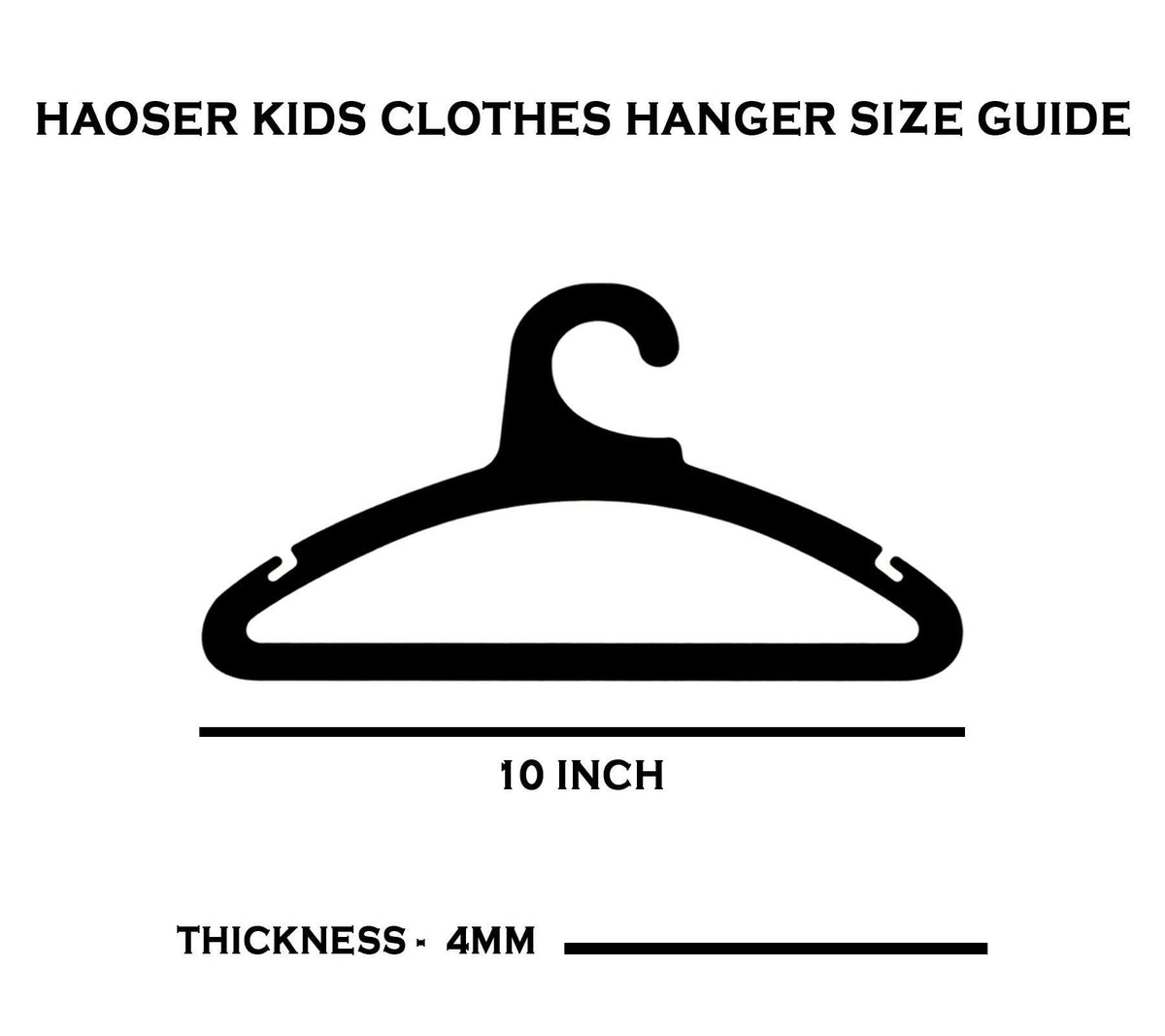 Haoser Kids Clothes Hanger, Solid MDF Garment 10 inch Hangers with Non Slip Bar for Kids (Pack of 10) - Haoser