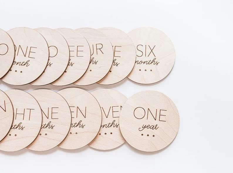 Haoser Monthly Baby Photoshoot Items,Milestone Cards for New Born Wooden,Baby Milestone Cards, Baby Photo Props, Wizard Gift, Baby Shower Gift. - Haoser