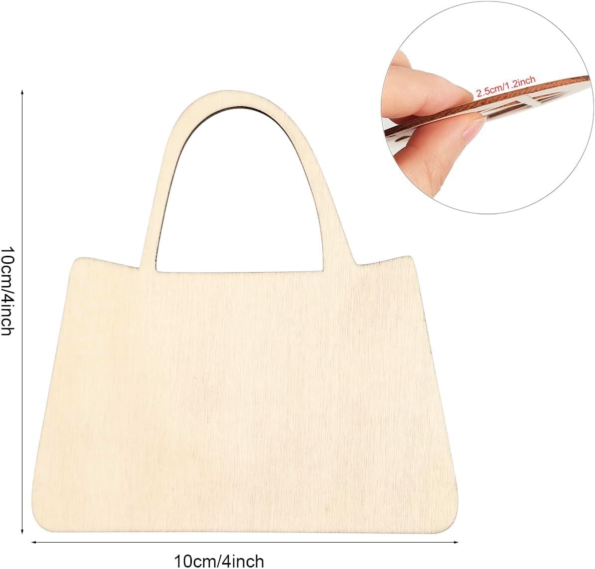 30 Pack 4 Inch Wood Handbag Purse Cutouts Unfinished Wood Handbag Purse Crafts Wooden Handbag