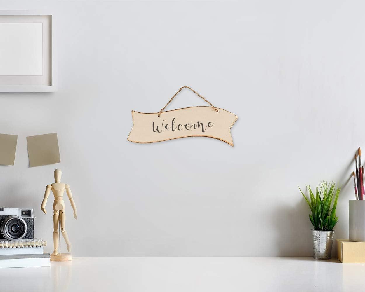 Haoser Unfinished Blank Hanging Wood Plaque Sign for Crafts (3 Pack) 11.5 x 4 Inches,MDF DIY Craft Item |MDF Cutouts for Craft - Haoser