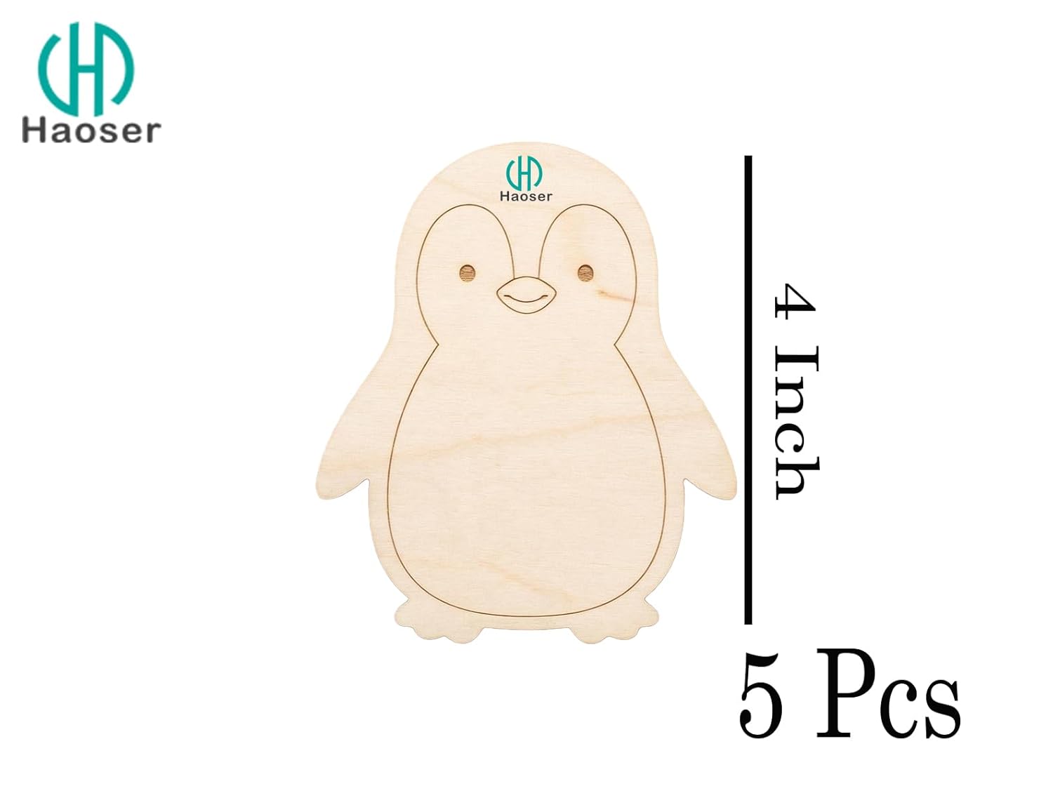 5 Pcs Wooden Penguin Craft Blanks | 4 Inch MDF Cutouts | DIY Painting Craft Shapes for Kids Art