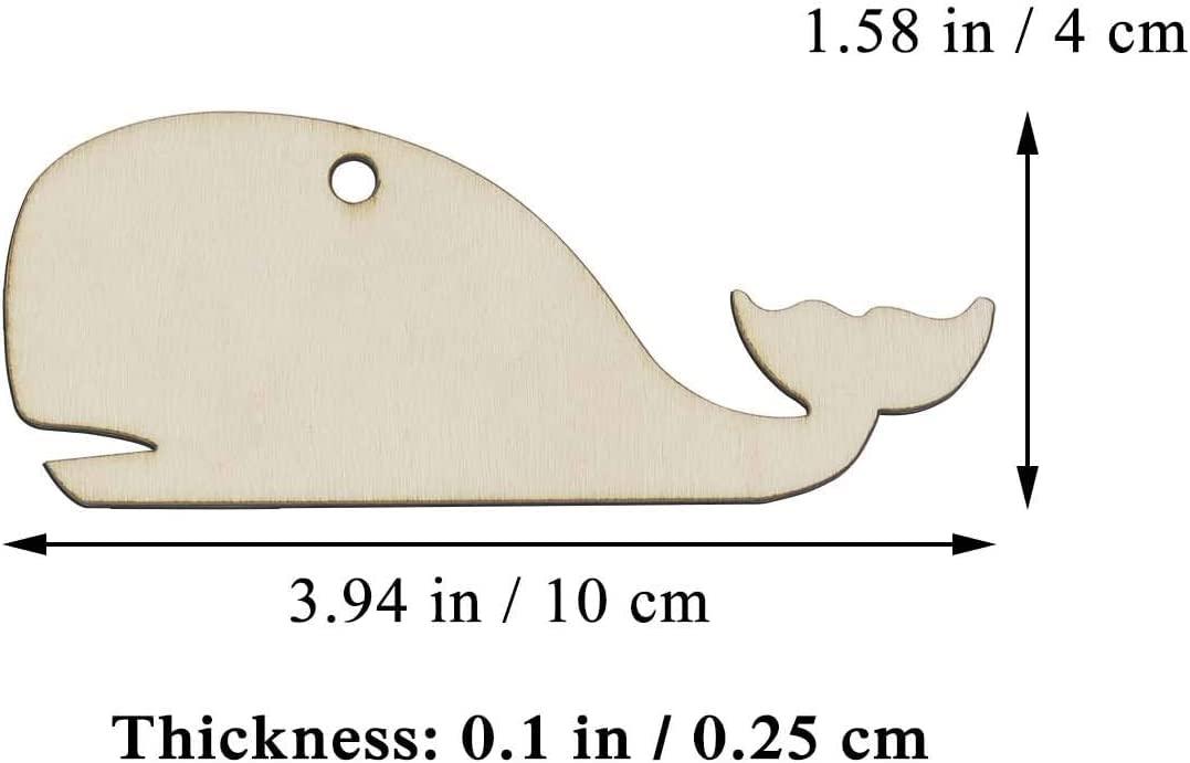 Haoser Kids Crafts 12 pcs Sea Animals Wood DIY Crafts Cutouts Wooden Whale Shaped Hanging Ornaments with Twines Gift Tags for DIY Projects Ocean Theme Party Decorations, Kids - Haoser